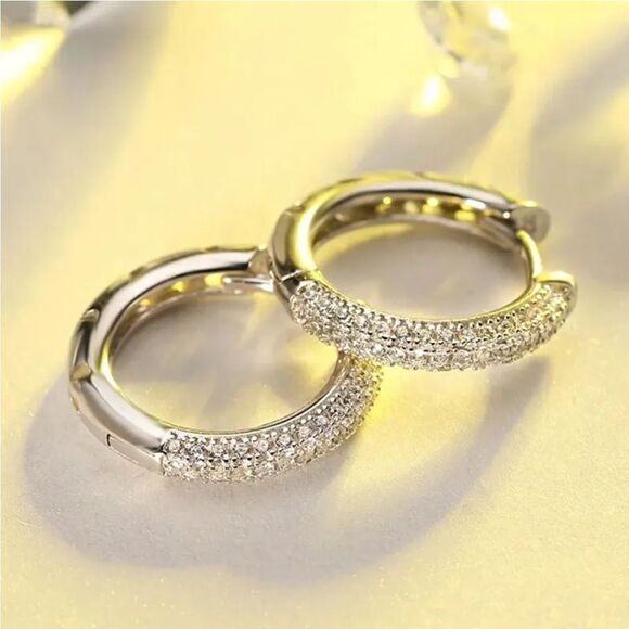 The Brilliance Mini Hoop Earrings in 925 and cubic zirconia - Picture 2 of 11